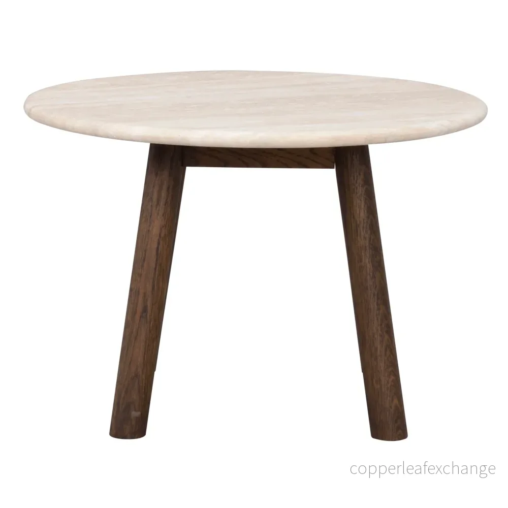 Soffbord Taransay, Beige travertin/brun ek