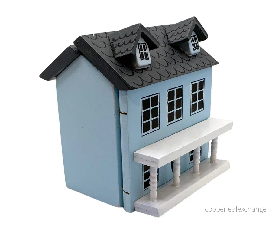 Miniatyr – Dockhus blå, leksak för dockor och dockskåp - Bild 3