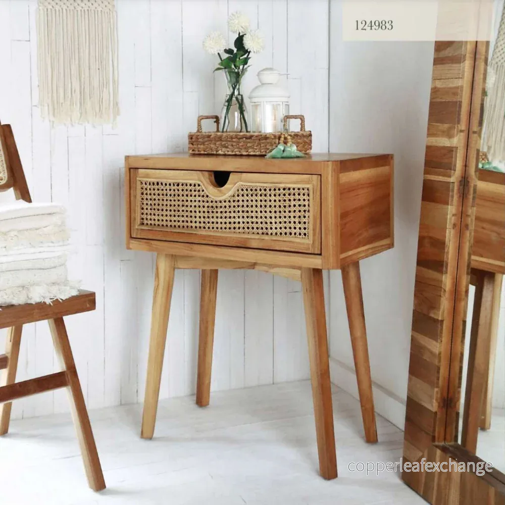 HAWANA Sidobord Teak med Rottinglåda 45×35 cm HAWANA Sidobord Teak med Rottinglåda 45×35 cm