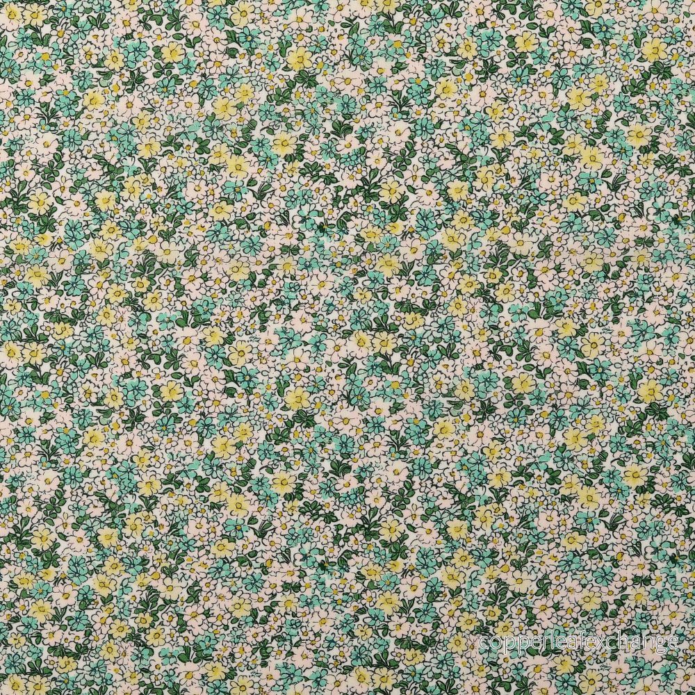 Cotton – Patterned – Poplin – Floral – Green, blue – 14.011 Cotton – Patterned – Poplin – Floral – Green, blue – 14.011