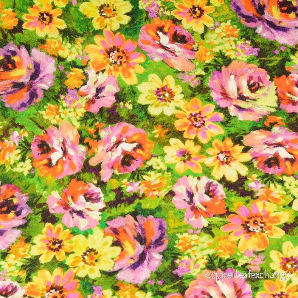 Patterned – Viscose Satin – Flowers – Yellow – 0001