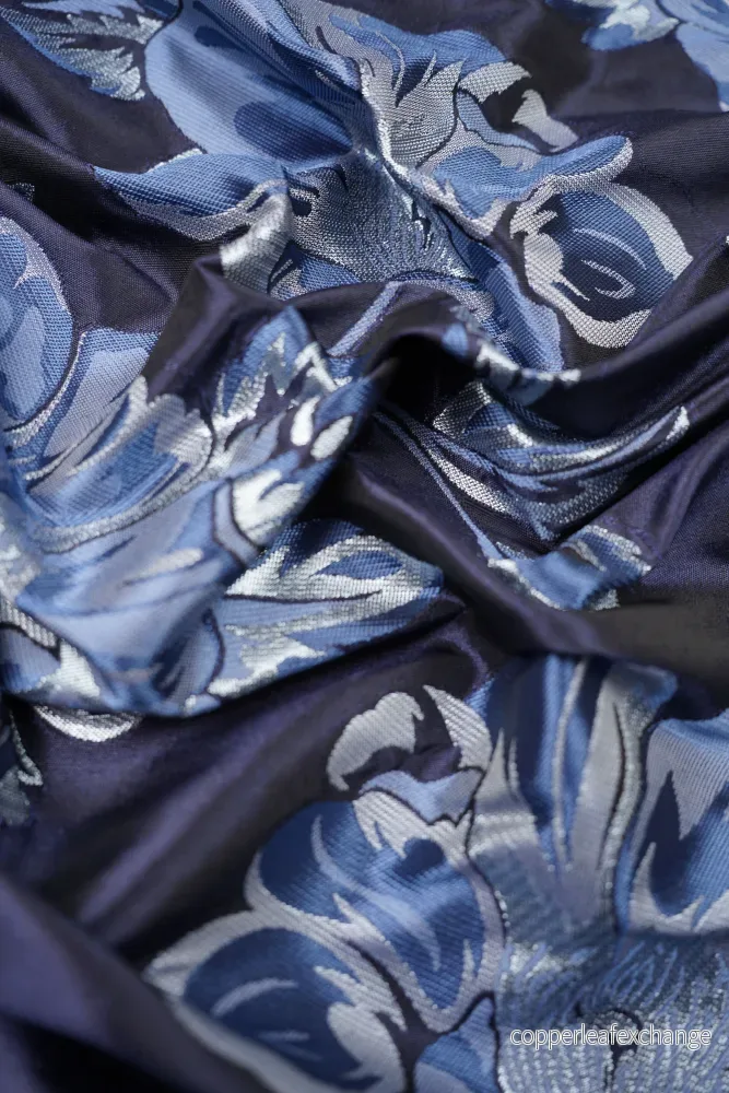 Metallic Brocade – Party Fabric – Blue, Navy Blue