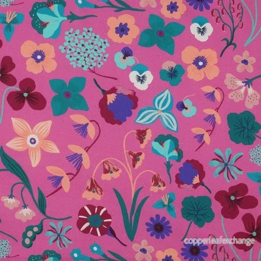 Nerida Hansen - Fine Poplin - Meadow Flower - Cotton - Pink