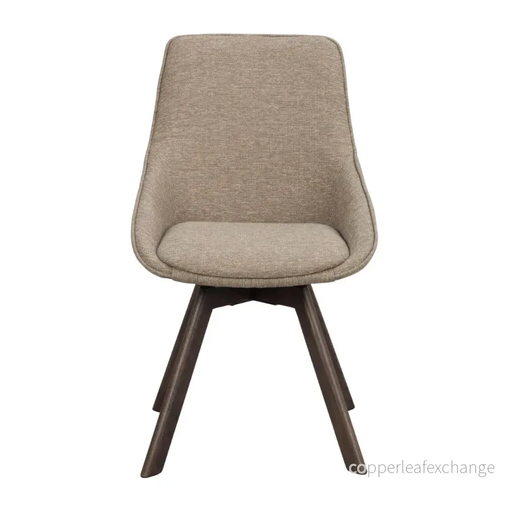 Stol Alison med snurr, mörkbeige med bruna ekben, 2-pack - Bild 2