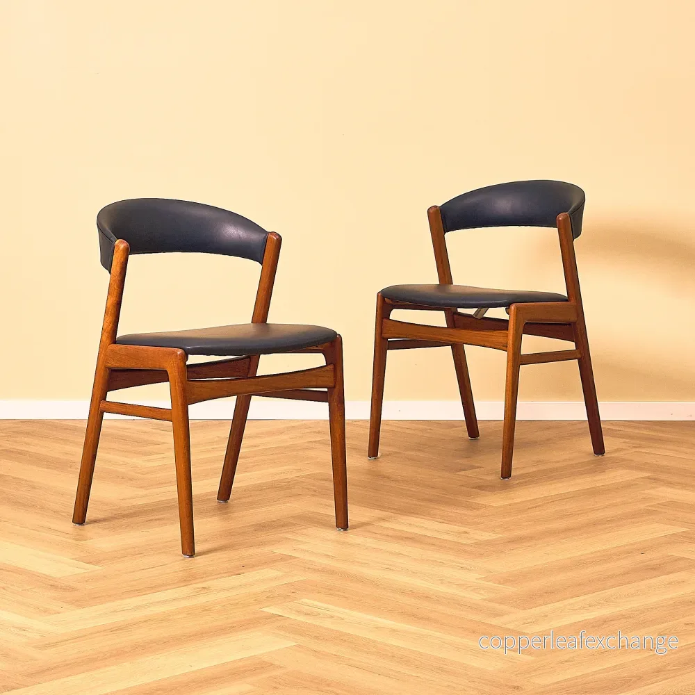 Swedish dining chairs in solid teak by DUX