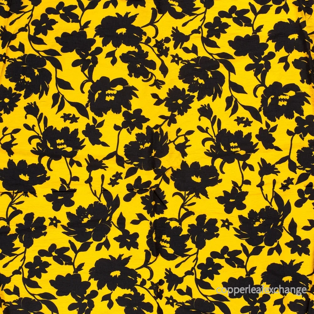 Patterned Viscose - Crepe - Flowers - Yellow - Bild 2