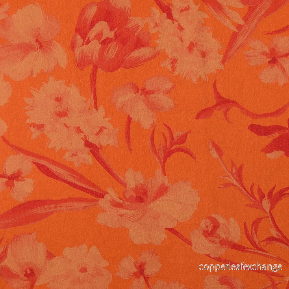 Patterned – Viscose – Flowers – Orange – 0002