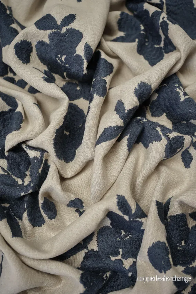 Curtain fabric - Exclusive - Embroidered - Linen - Gardenia - Bild 2