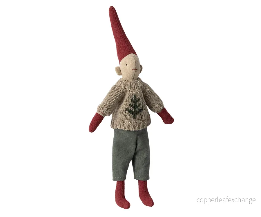 Maileg – Pixy tomte storlek 1, tomtenisse i stickad tröja och tomteluva