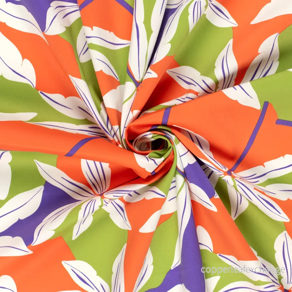 Patterned – Cotton satin – Large floral – Coral – 038 Patterned – Cotton satin – Large floral – Coral – 038