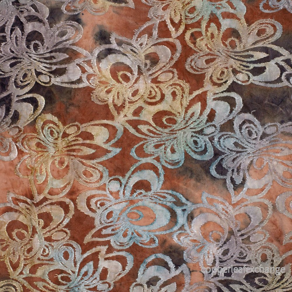 Burnout Jacquard – Tie Dye – Flowers – Rust – 058 Burnout Jacquard – Tie Dye – Flowers – Rust – 058