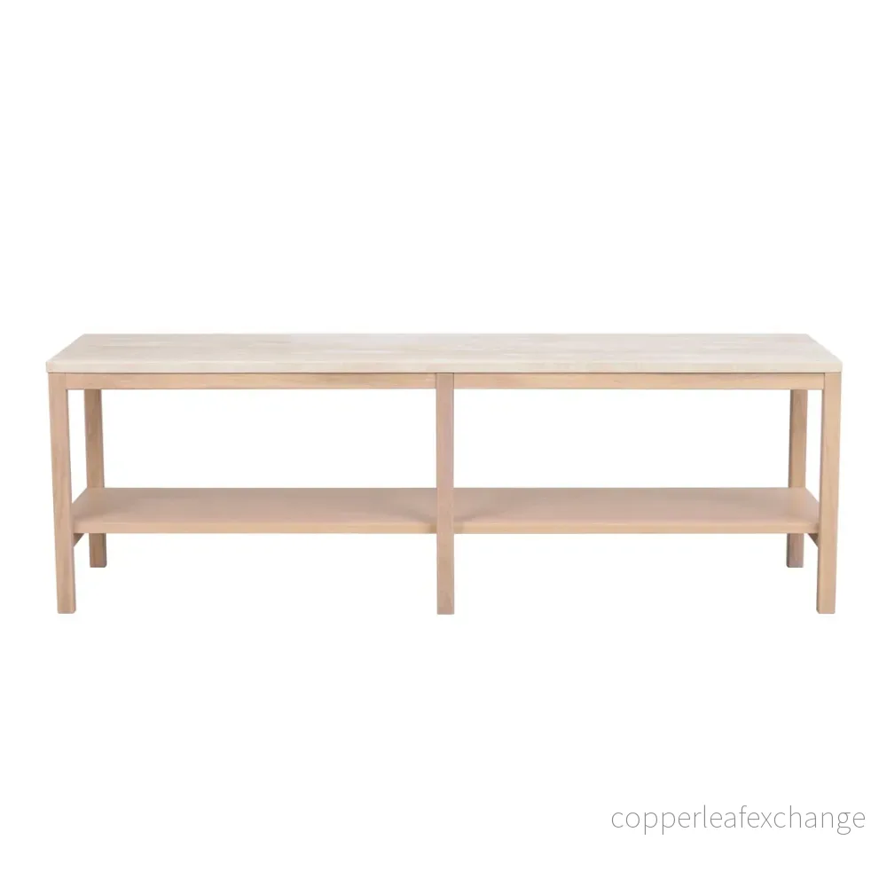 Avlastningsbord Orwel, Beige travertin / Vitpigmenterad ek