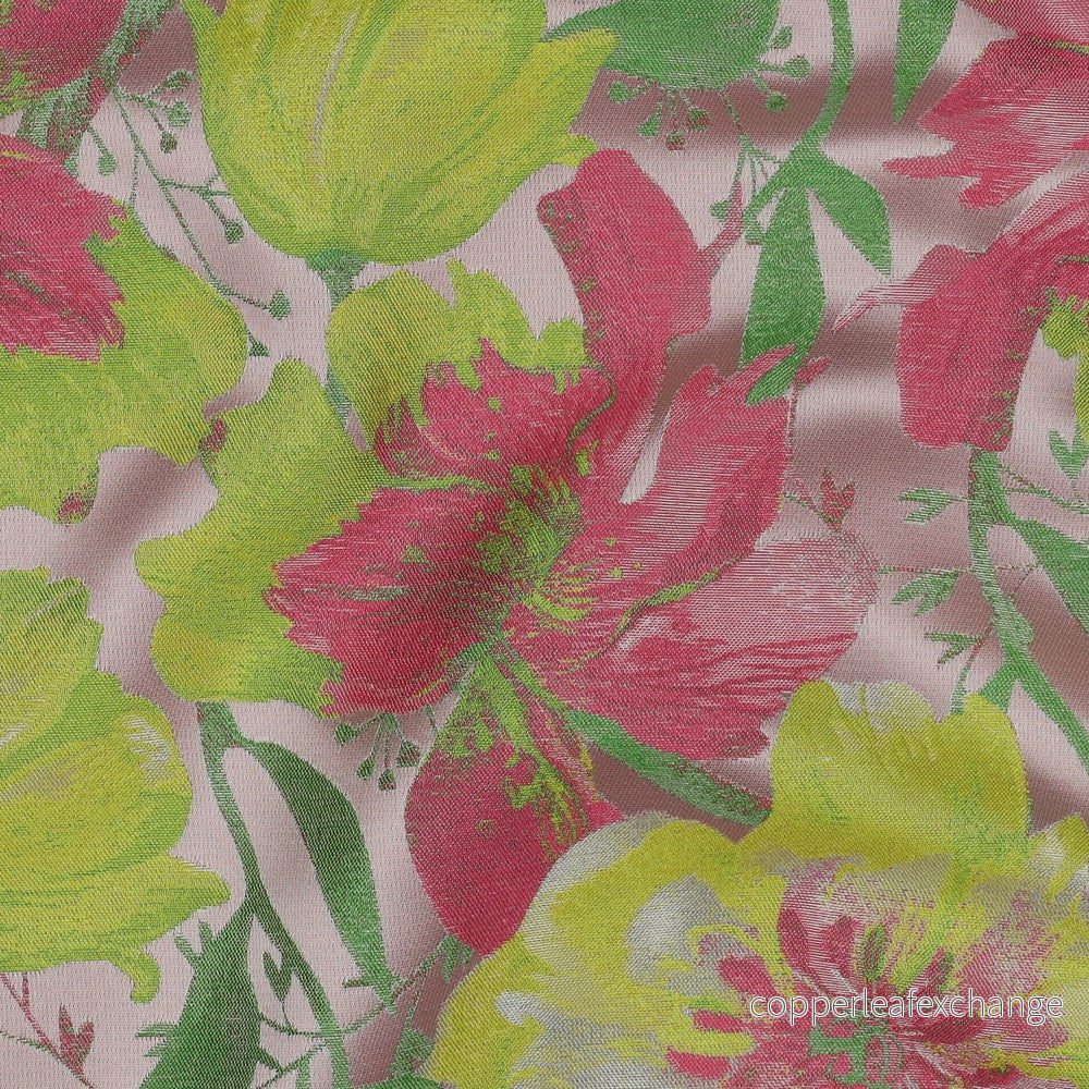 Patterned - Brocade - Polyester - Flowers - Yellow, Pink - 001 - Bild 3