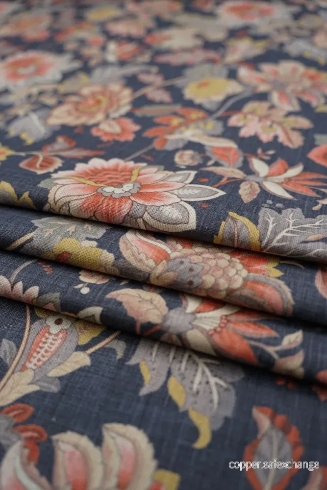 Patterned – Curtain fabric – Cotton – Linen – Flower – Denim – Montea deep Patterned – Curtain fabric – Cotton – Linen – Flower – Denim – Montea deep
