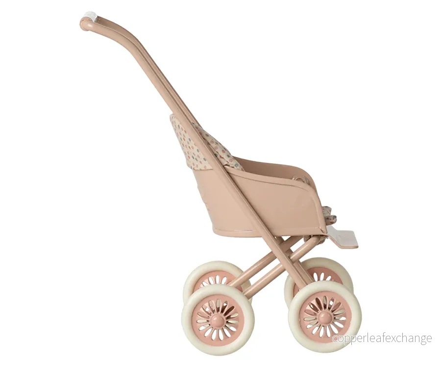 Maileg – Vagn micro, sulky i rosa för små kaniner, Babyvagn powder - Bild 2