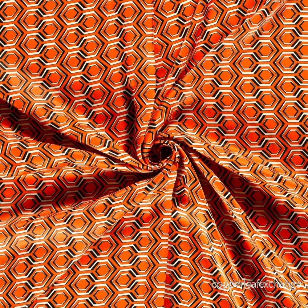 Viscose – Satin – Abstract – Orange
