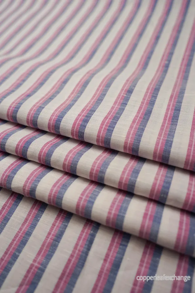 Deadstock – Shirt Fabric – Cotton – Linen – Stripe – Pink, Purple – DS218 Deadstock – Shirt Fabric – Cotton – Linen – Stripe – Pink, Purple – DS218