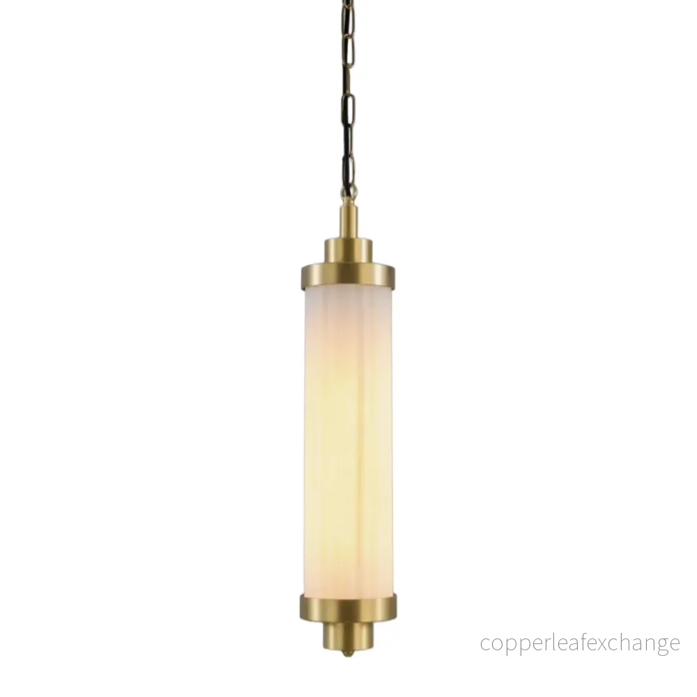 LOUISE – Vintage Rippled Opal Glass and Brass Bathroom Pendant 52.5cm IP44 LOUISE – Vintage Rippled Opal Glass and Brass Bathroom Pendant 52.5cm IP44