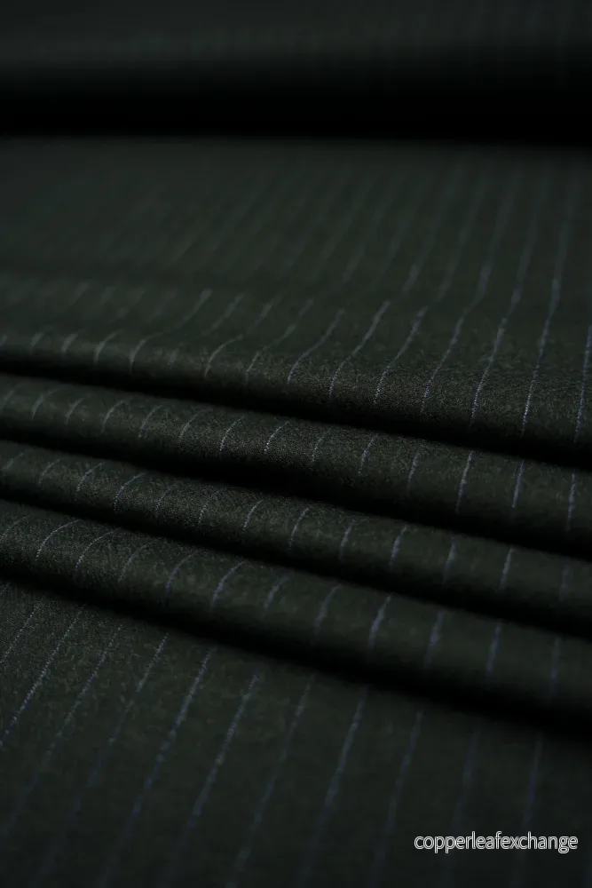 Suit Wool – Italy – Wool/Cashmere – Pinstriped – Green/Blue
