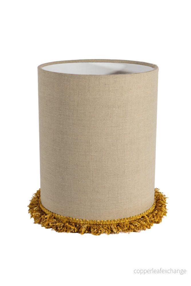 Lampskärm Cylinder D29 lin frans senapsgul