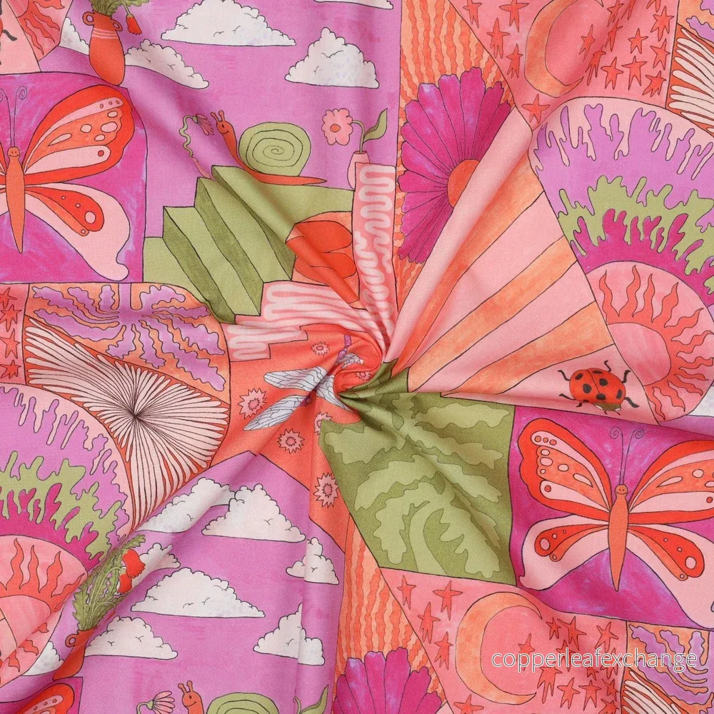 Nerida Hansen – Cotton – Fine popline – Little creatures – Bright pink – 002