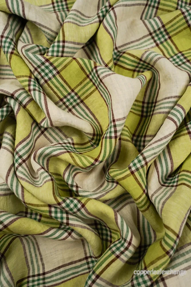 Deadstock – 290 cm wide – Linen – Plaid – Green – DI63 Deadstock – 290 cm wide – Linen – Plaid – Green – DI63