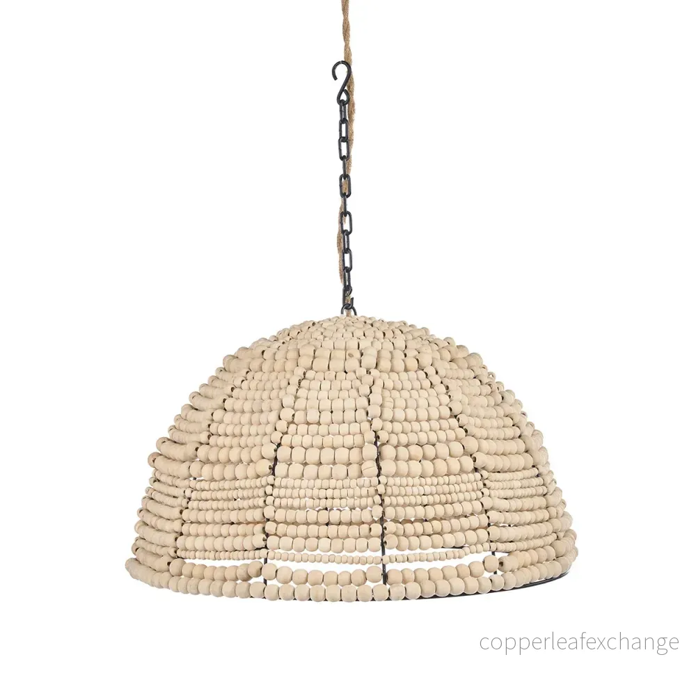 The Wooden Bead Dome Pendant - Natural