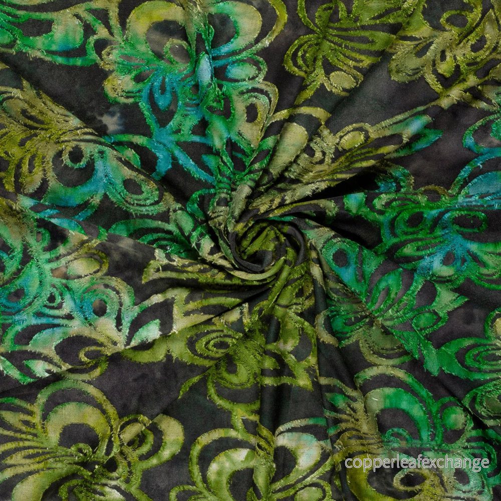 Burnout Jacquard - Tie Dye - Flowers - Green - 025 - Bild 2
