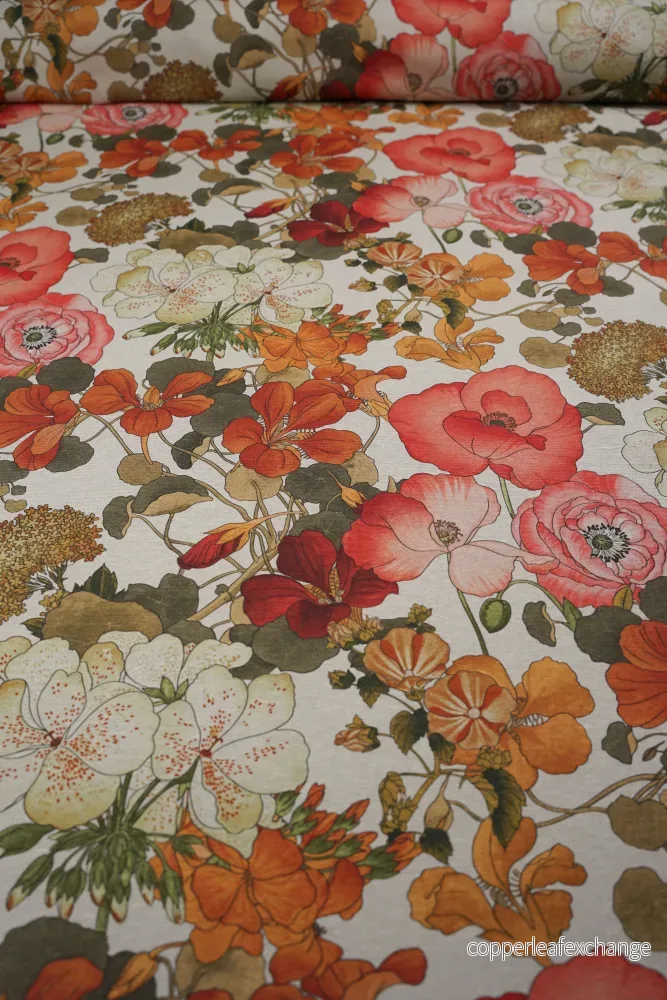Patterned - Curtain fabric - Linen - Cotton - Flower meadow - Cappucine 010 - Bild 2