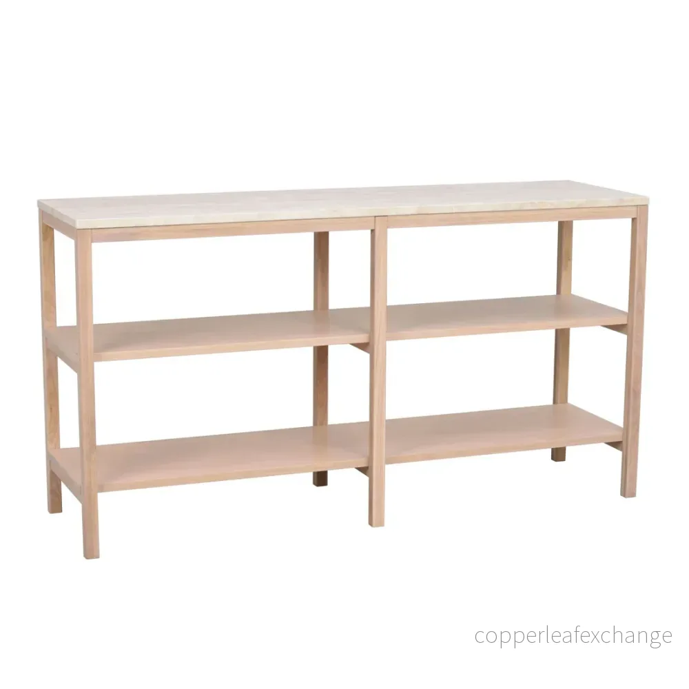 Avlastningsbord Orwel, Beige travertin / Vitpigmenterad ek - Bild 3
