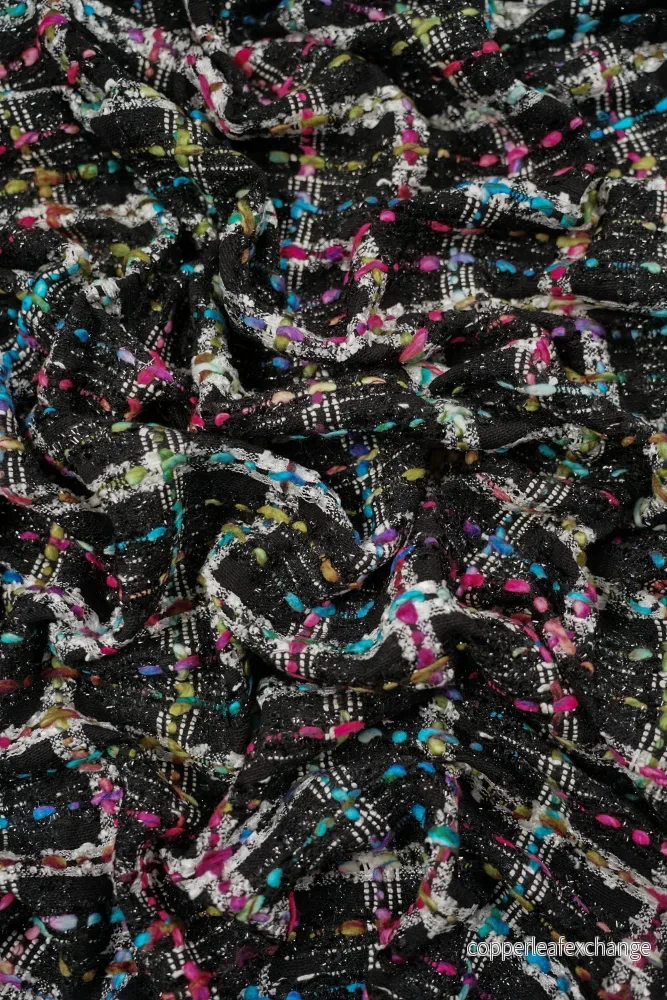 Italian Jacket Fabric – ”Chanel Look” – Wool, Viscose, Lurex – Black, Multicolor – Unica