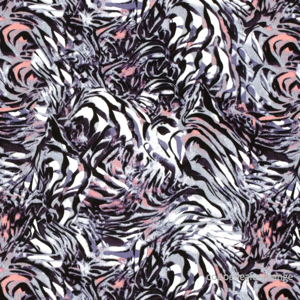 Patterned Viscose – Crepe – Abstract, Tiger – Indigo Patterned Viscose – Crepe – Abstract, Tiger – Indigo