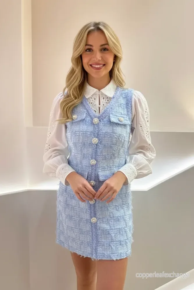 Tweedklänning Blå