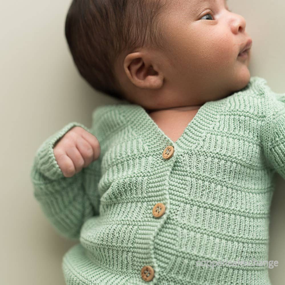 Stickad babyjacka Soft Green | Micu Micu