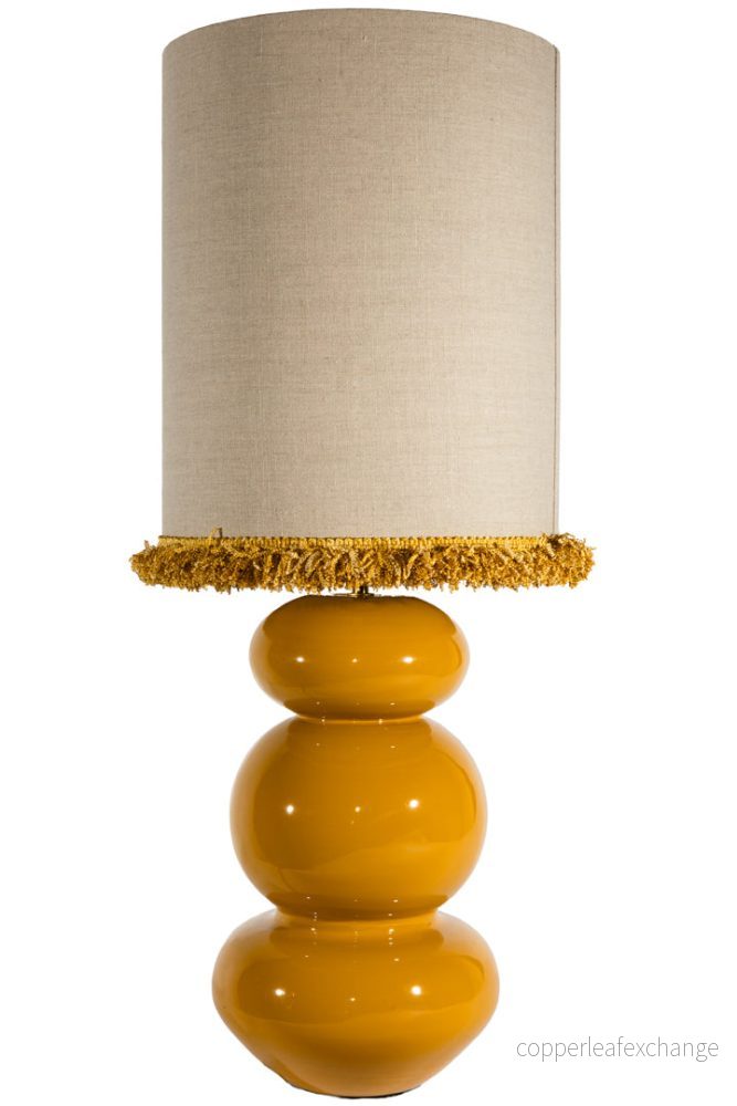 Lampskärm Cylinder D21,5 lin frans senapsgul - Bild 2