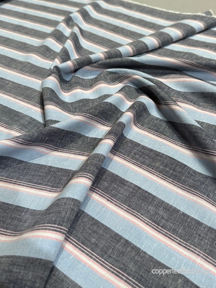 Deadstock – Linen – Viscose – Stripe – Black – Light Blue – Pink – LB7 Deadstock – Linen – Viscose – Stripe – Black – Light Blue – Pink – LB7