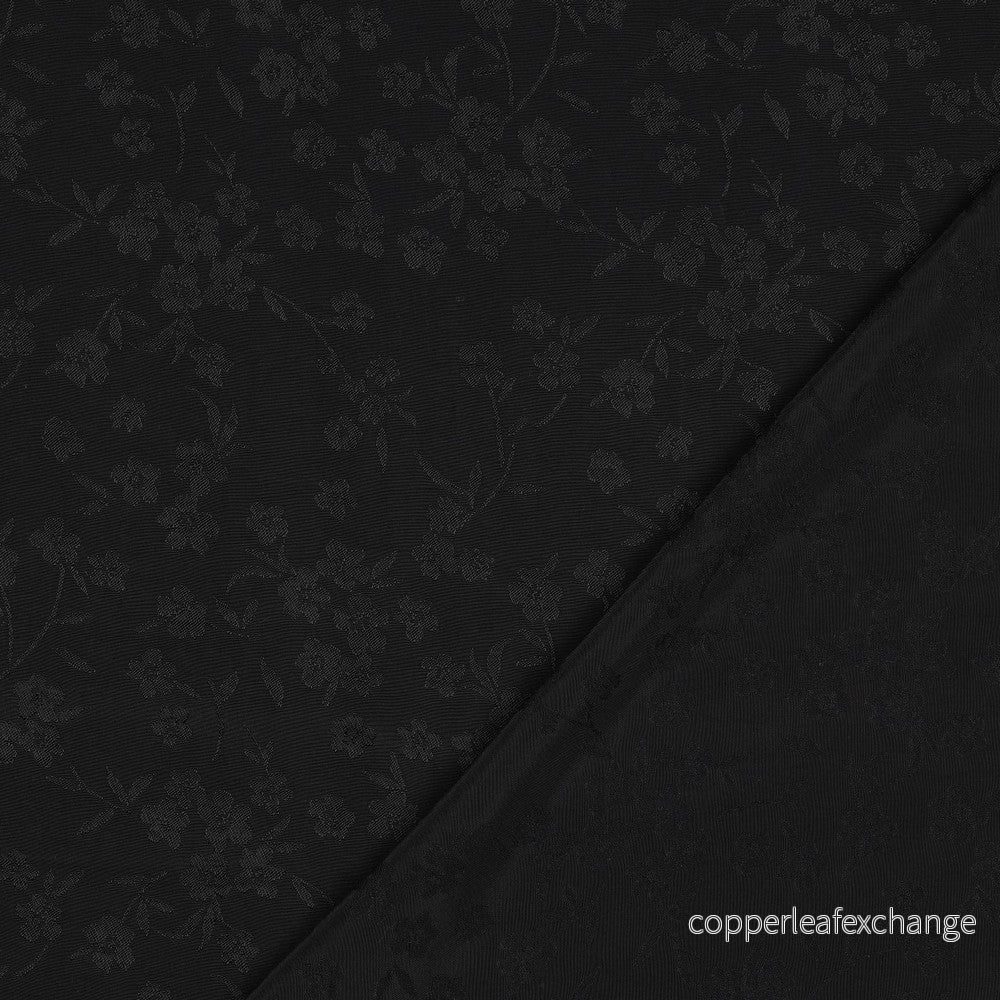 Patterned - Brocade - Viscose - Flowers - Black - 001 - Bild 3