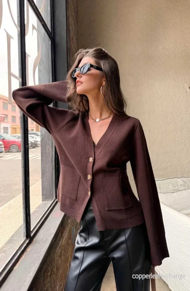 Jolie Cardigan Dark Brown Jolie Cardigan Dark Brown