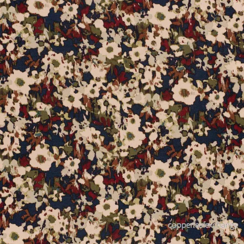 Patterned – Viscose – Jersey – Ribbed – Flowers – Brick – 156