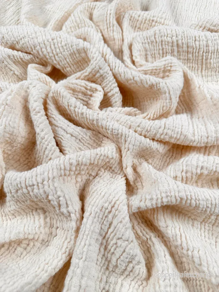 Raw fabric – Made to be washed – Untreated Cotton – Crinkled – Cream