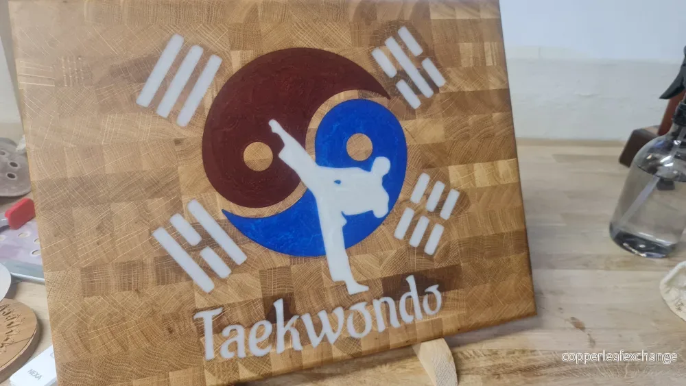 Ändträ skärbräda i ek med Epoxy inlay - Bild 2