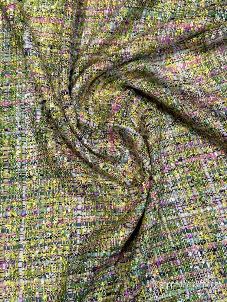 Italian Jacket Fabric – ”Chanel Look” – Viscose – Green, Yellow (2)