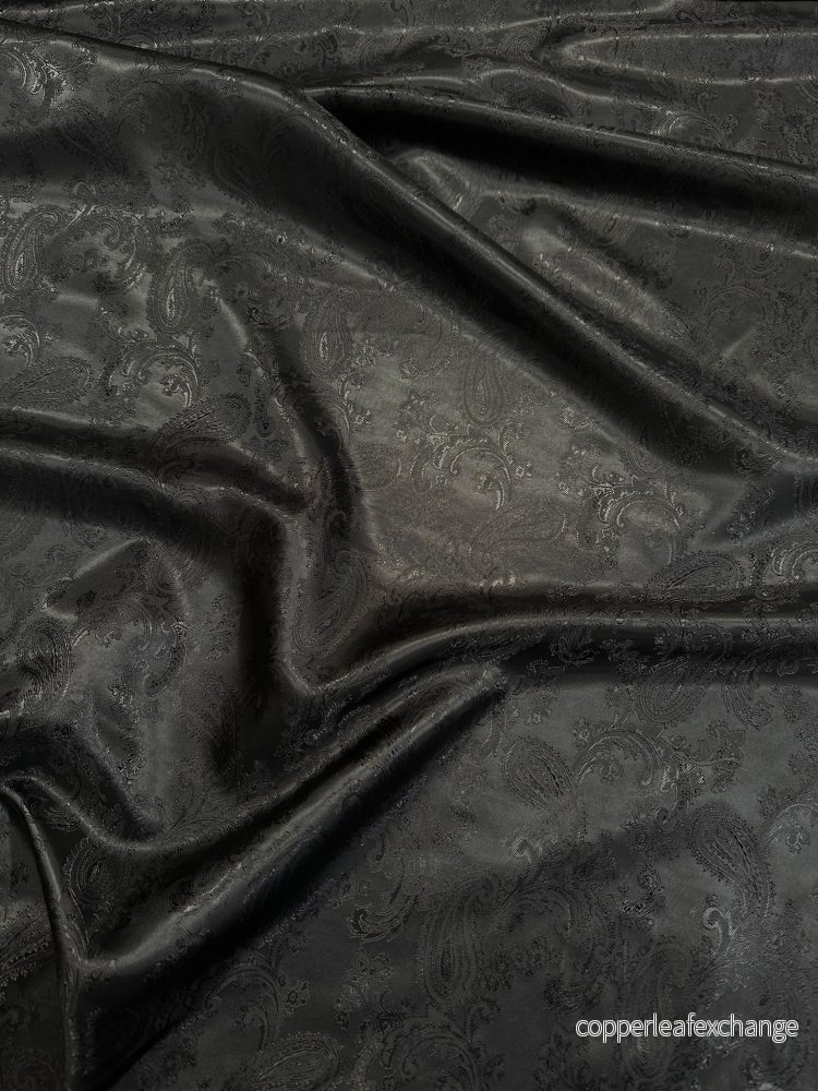 Patterned Lining Paisley Viscose Polyester Black C13