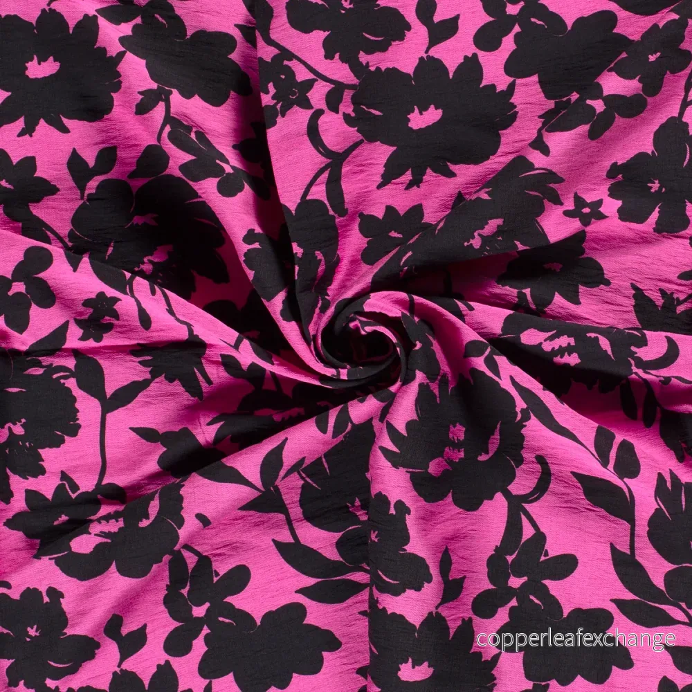 Patterned Viscose - Crepe - Flowers - Pink - Bild 3