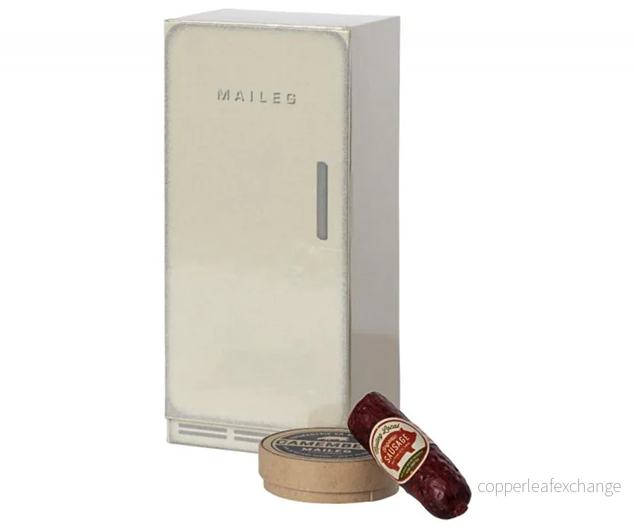 Maileg – Kylskåp för möss, miniatyr med tillbehör till mus