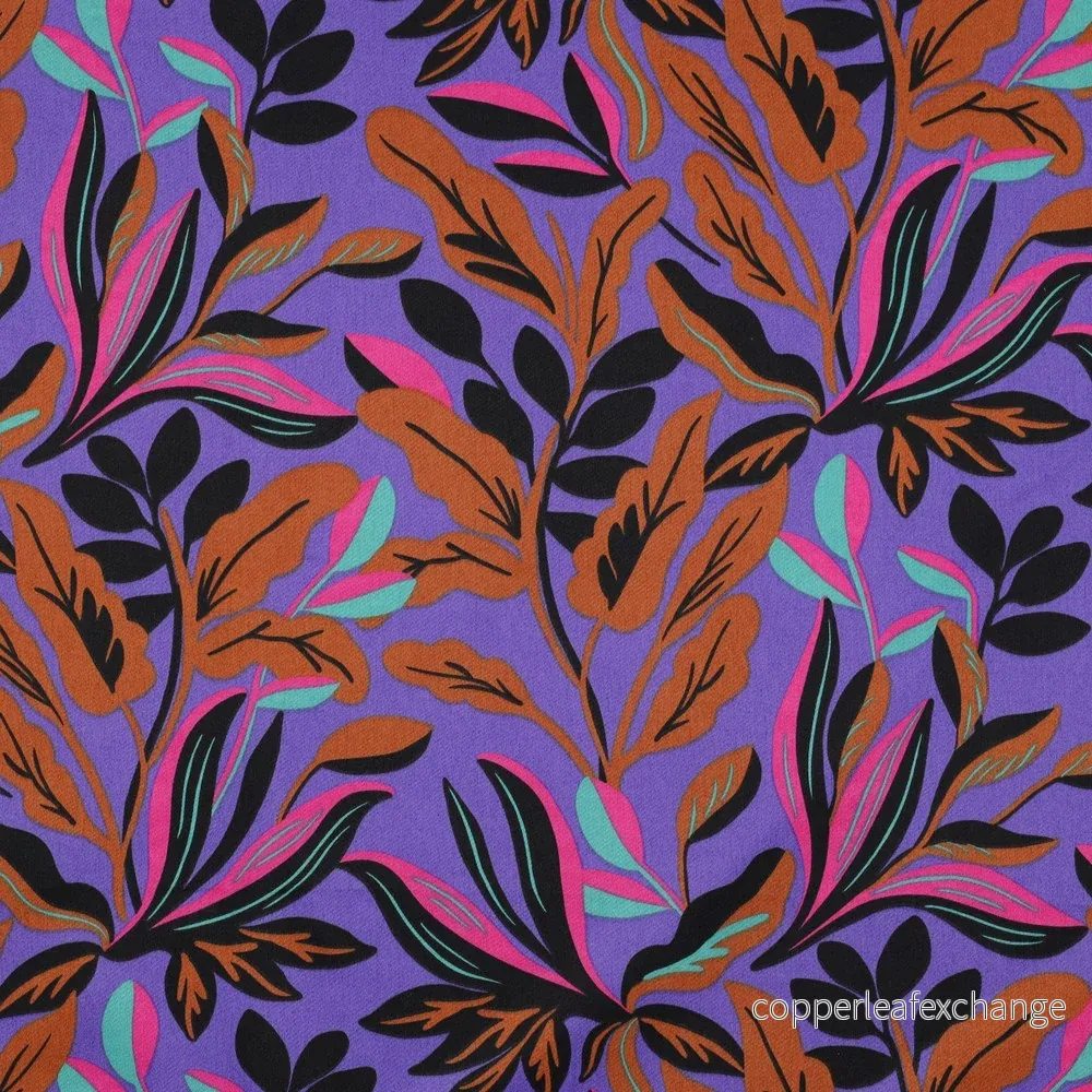 Nerida Hansen – Cotton Satin – Lush Leaves – Cotton – Purple