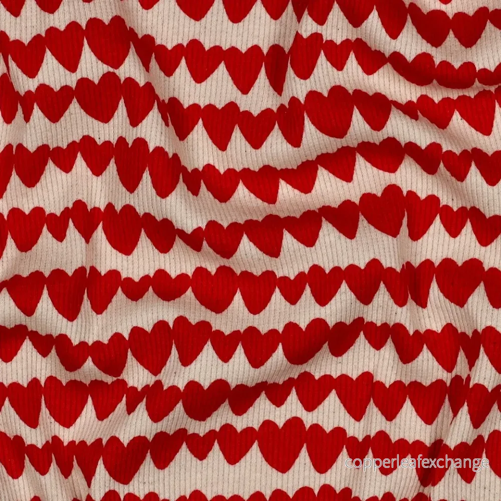 Cotton – Jersey – Rib knit – Hearts – 28.001 Cotton – Jersey – Rib knit – Hearts – 28.001