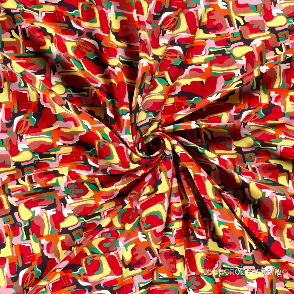 Patterned Viscose - Poplin - Abstract - Multicolor, Yellow - Bild 3