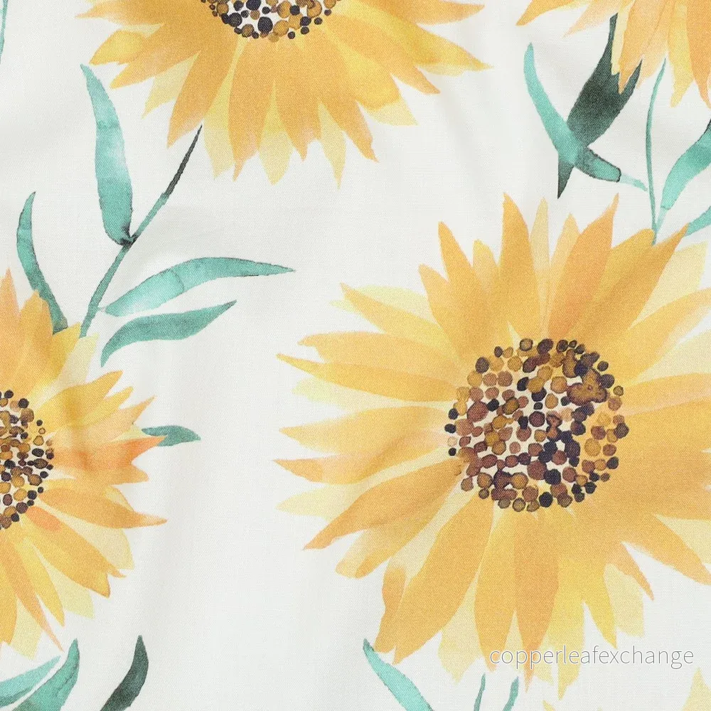 Patterned - Cotton - Fine poplin - Digital print - Sunflower - White - 002 - Bild 3