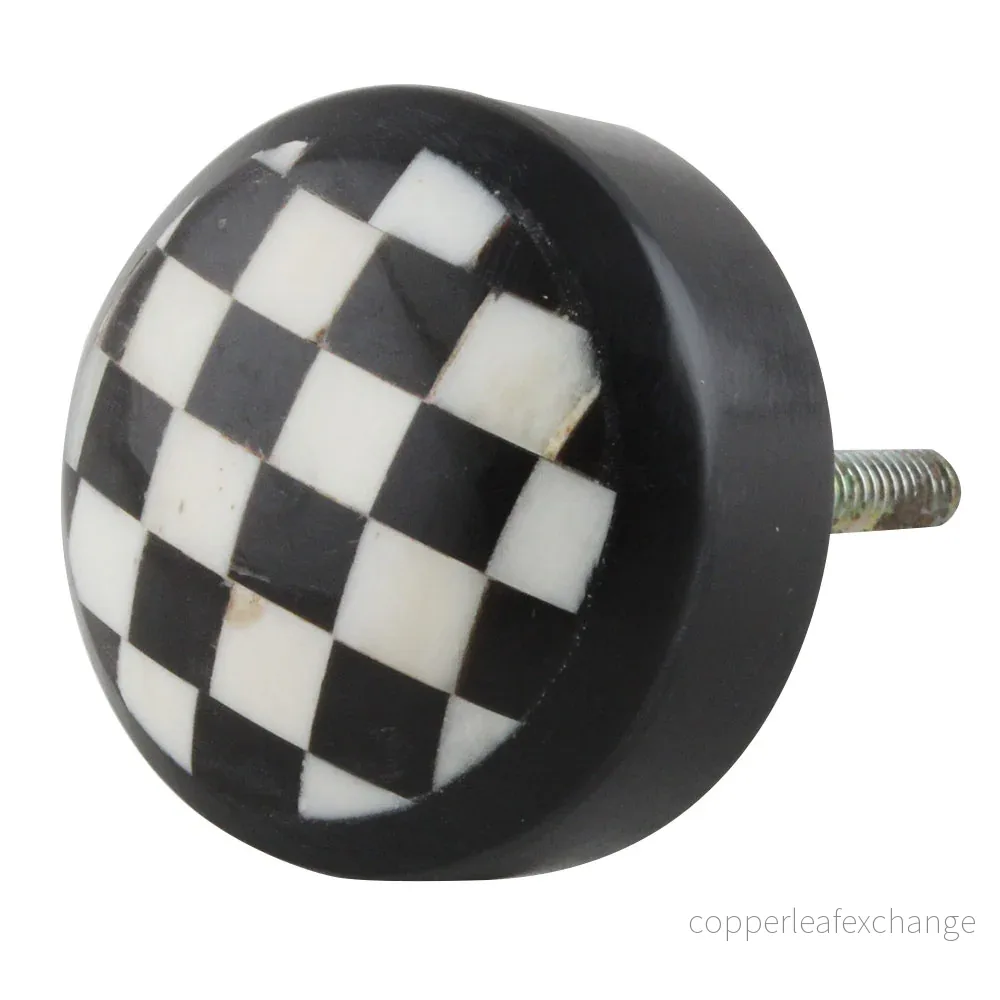Harlekinrutig rund – resin knopp Harlekinrutig rund – resin knopp
